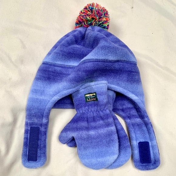 L.L. Bean Hat & Mitten Set w/Logo Size 2T-4T NWT